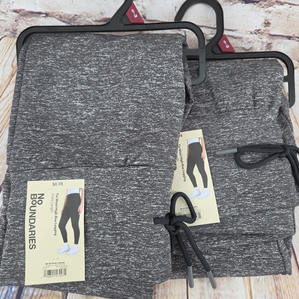 No Boundaries High Rise Jogger Leggings Size Small Set Of TWO NEW Charcoal Grey